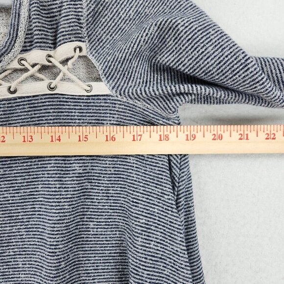 Free People Shirt Womens Small Blue Striped Lacey Love Knit Babydoll Pullover - Picture 5 of 12